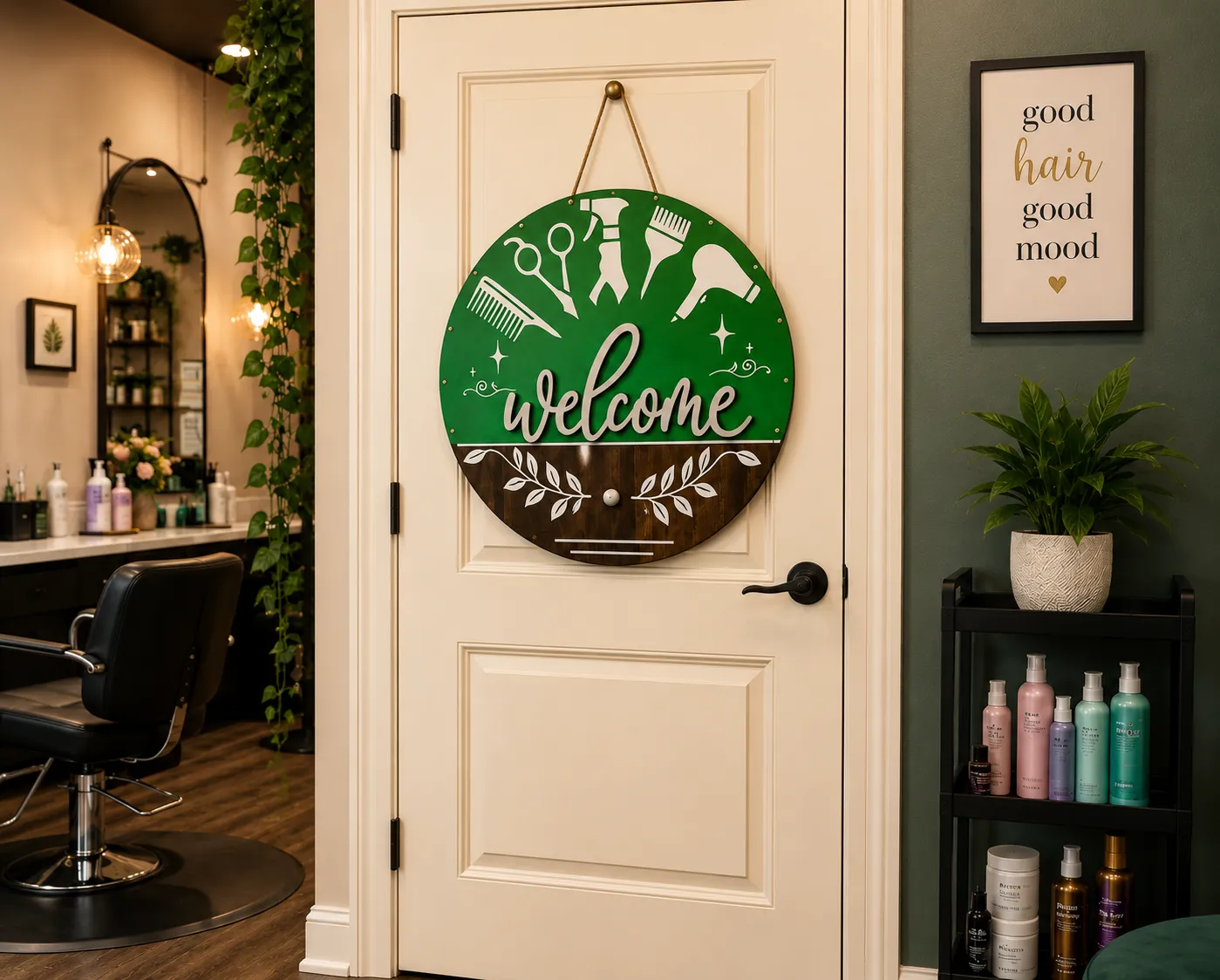 Hair Saloon Door Sign