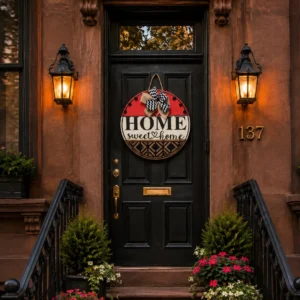 Home Sweet Home Wooden Door Sign Town House.