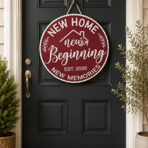 New Home, New Beginnings Door Sign
