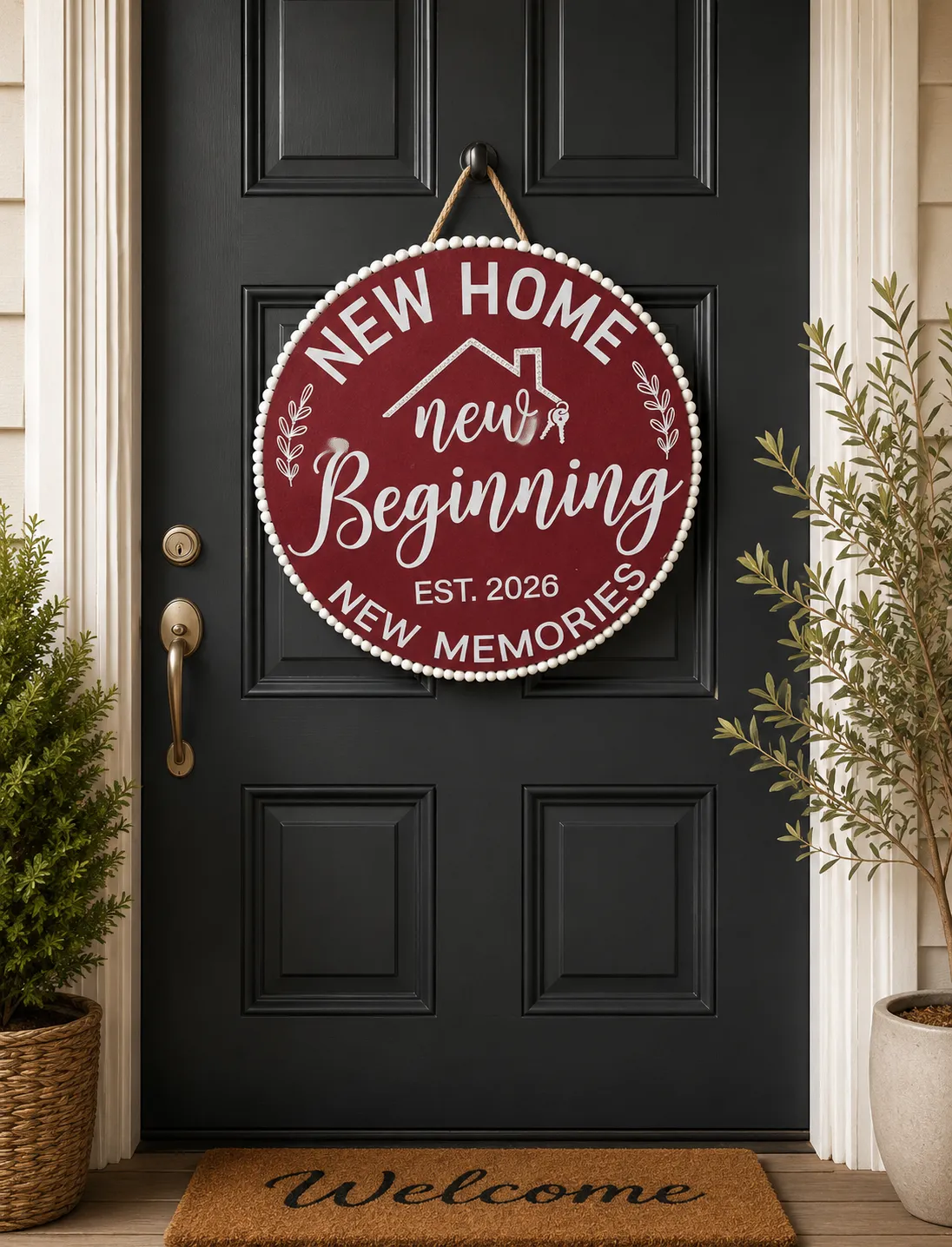 New Home, New Beginnings Door Sign