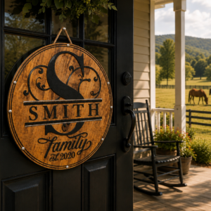 Personalized Round Wooden Door Sign